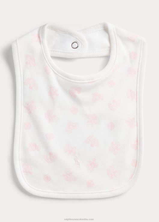 babero de algodón orgánico con estampado de osos bebé rosa multi Ralph Lauren 2XR2V8063