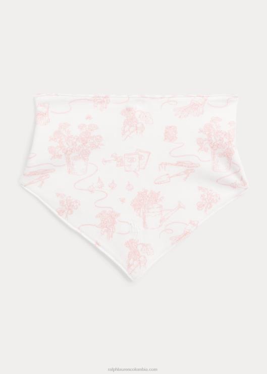 babero reversible de algodón entrelazado bebé jardín rosa/guinga Ralph Lauren 2XR2V8068