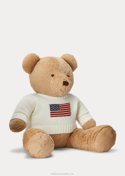 gran jersey con bandera osito de polo bebé crema de la casa club Ralph Lauren 2XR2V8101