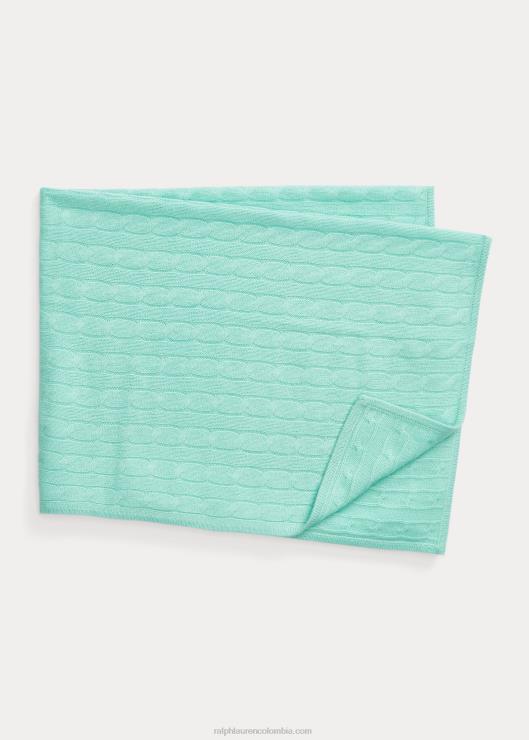 manta de cachemira bebé turquesa Ralph Lauren 2XR2V8074