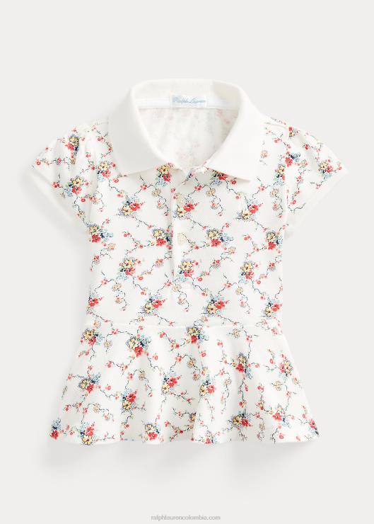 playera tipo polo con peplum de malla elástica floral bebé marta floral Ralph Lauren 2XR2V8284