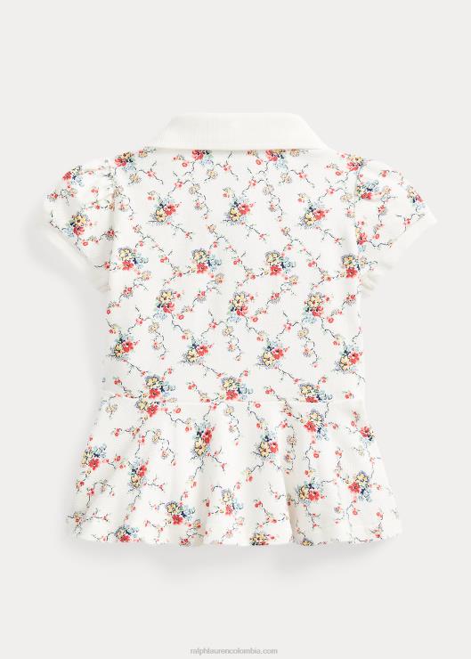 playera tipo polo con peplum de malla elástica floral bebé marta floral Ralph Lauren 2XR2V8284