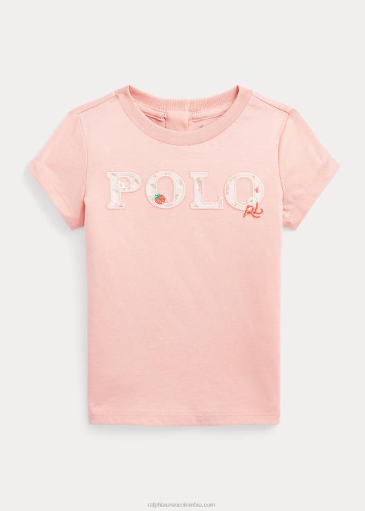 camiseta con logo floral bebé rosa adirondack Ralph Lauren 2XR2V7883