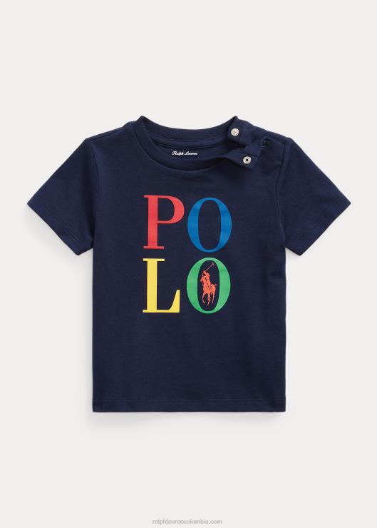 playera de jersey de algodón con logo bebé marina de crucero Ralph Lauren 2XR2V8253