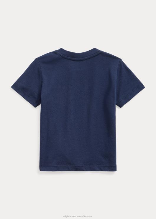 playera de jersey de algodón con logo de osito bebé marina de crucero Ralph Lauren 2XR2V8247