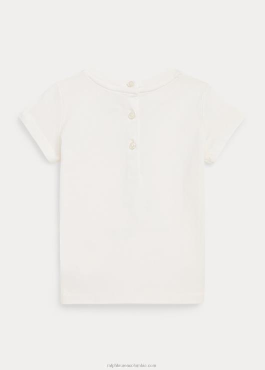 playera de jersey de algodón con osito de polo bebé lavaplatos blanco Ralph Lauren 2XR2V8250