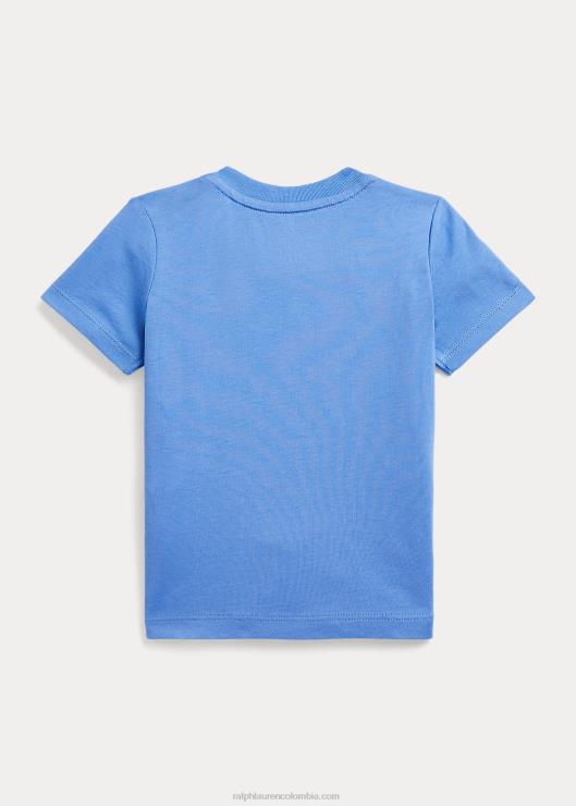 playera de jersey de algodón con osito de polo bebé puerto isla azul Ralph Lauren 2XR2V7870