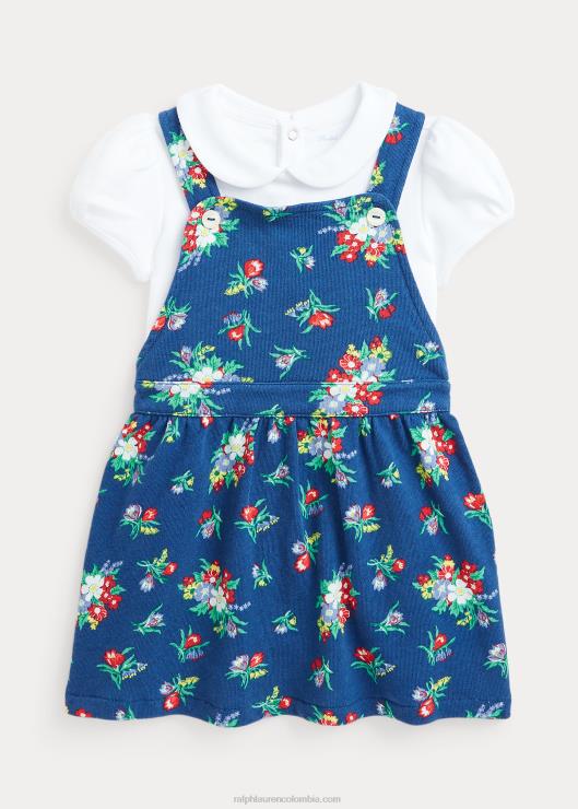 conjunto de body de algodón y vestido spa de rizo bebé flores de trigo Ralph Lauren 2XR2V8184