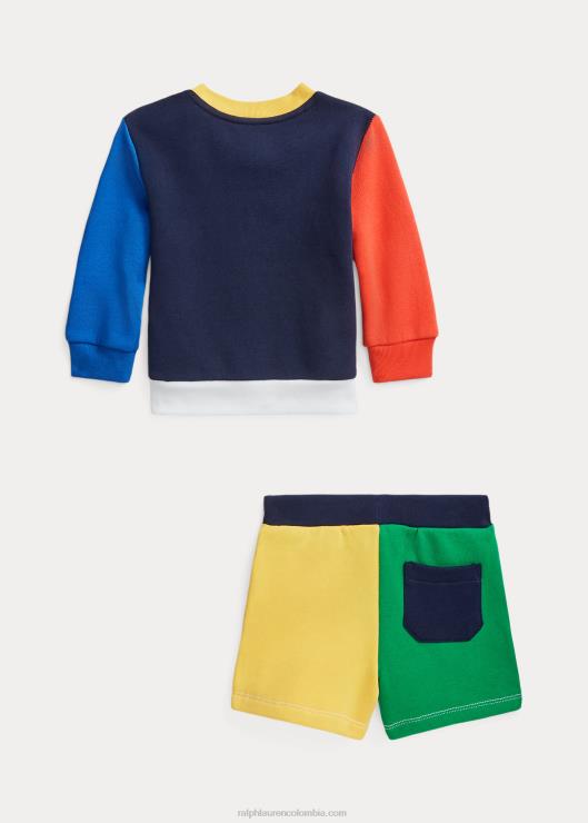 conjunto de sudadera y shorts de polar con logo bebé multi blanco Ralph Lauren 2XR2V7763