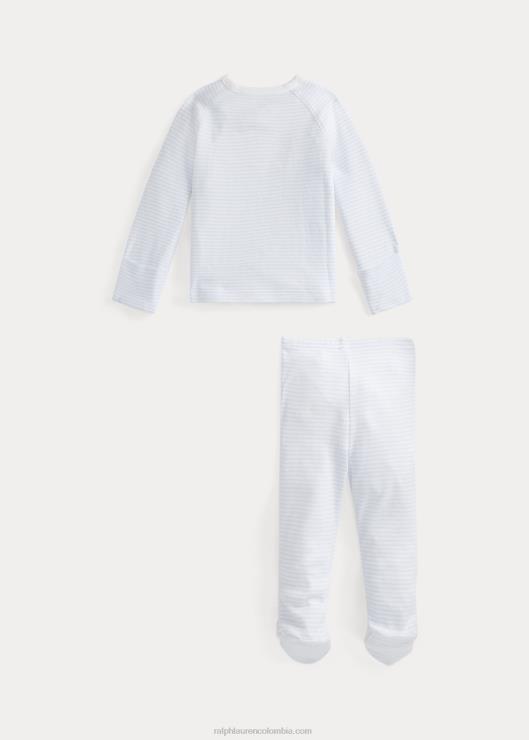 conjunto de top y pantalón de algodón a rayas bebé azul berilo/blanco Ralph Lauren 2XR2V7798