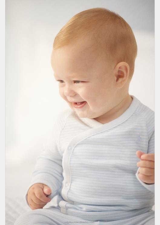 conjunto de top y pantalón de algodón a rayas bebé azul berilo/blanco Ralph Lauren 2XR2V7798