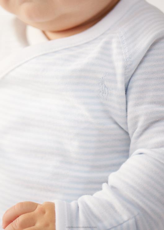 conjunto de top y pantalón de algodón a rayas bebé azul berilo/blanco Ralph Lauren 2XR2V7798