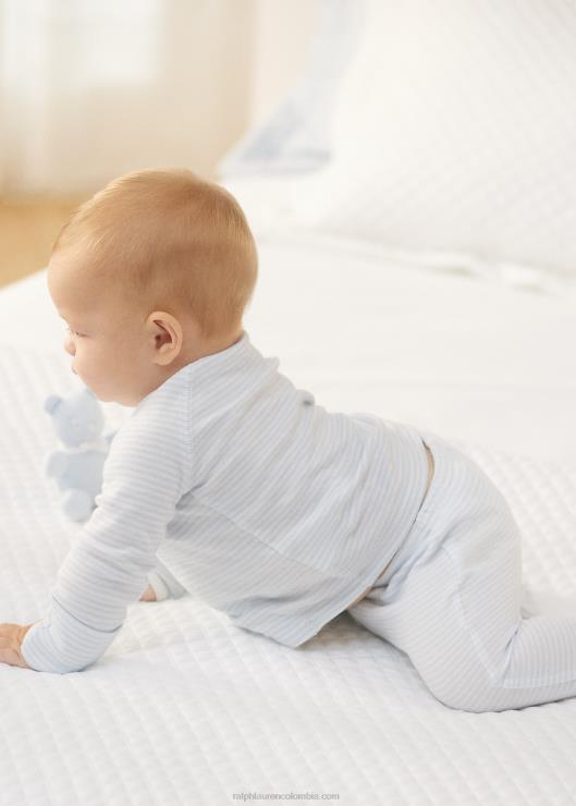 conjunto de top y pantalón de algodón a rayas bebé azul berilo/blanco Ralph Lauren 2XR2V7798