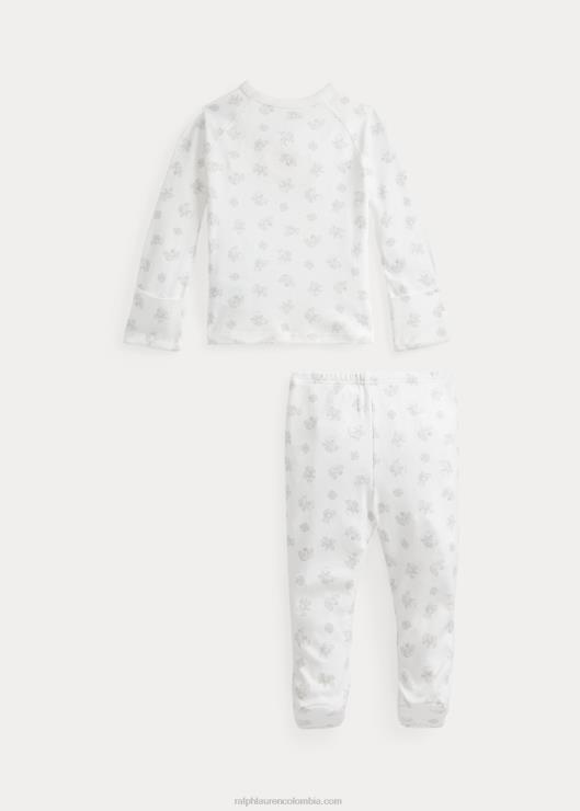 conjunto de top y pantalón de algodón con estampado de osos bebé gris multi Ralph Lauren 2XR2V7797