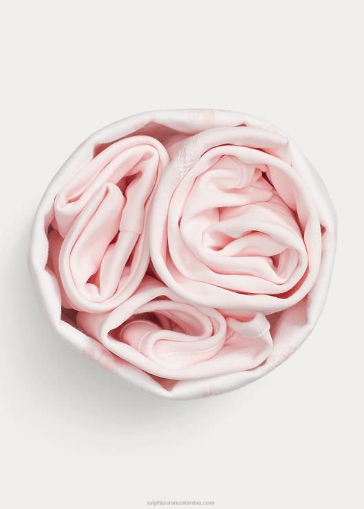 set de regalo de 4 piezas de algodón orgánico bebé rosa delicado Ralph Lauren 2XR2V7821