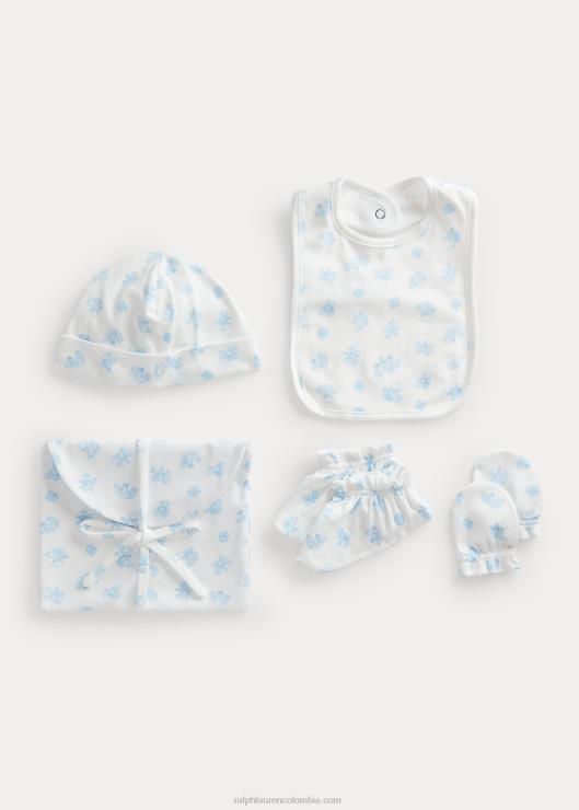 set de regalo de 5 piezas de algodón orgánico bebé multi azul Ralph Lauren 2XR2V8218