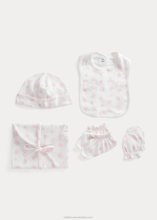 set de regalo de 5 piezas de algodón orgánico bebé rosa multi Ralph Lauren 2XR2V8217