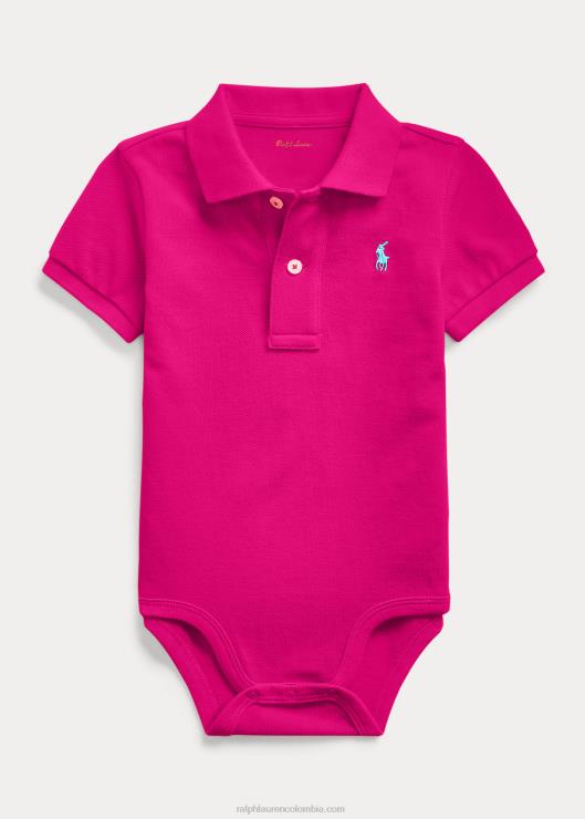 body de polo de malla de algodón bebé Cielo rosa Ralph Lauren 2XR2V7682