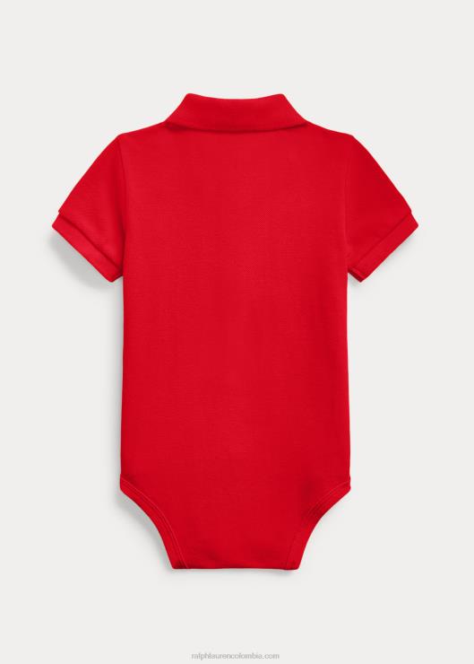 body de polo de malla de algodón bebé rl2000 rojo Ralph Lauren 2XR2V7683