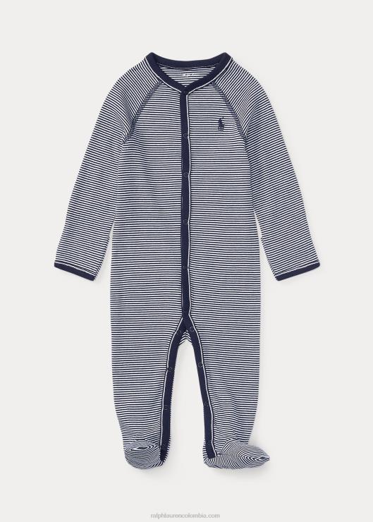 overol a rayas con pie de algodón bebé azul marino refinado multi Ralph Lauren 2XR2V7730