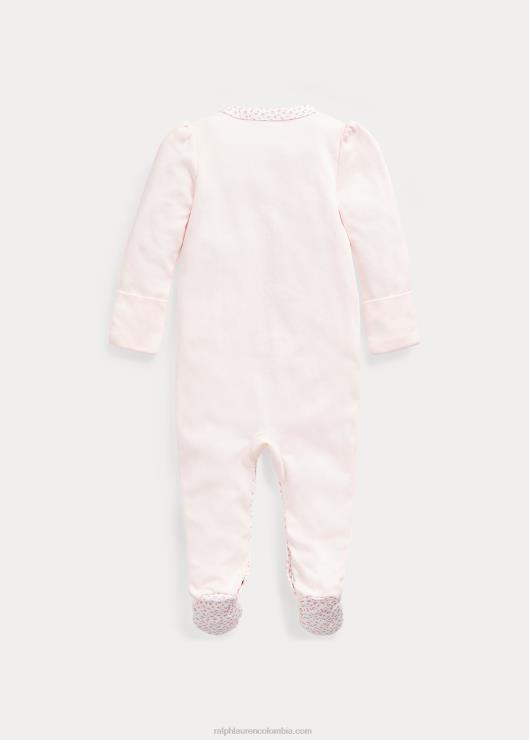 overol con ribete floral bebé rosa delicado Ralph Lauren 2XR2V7715