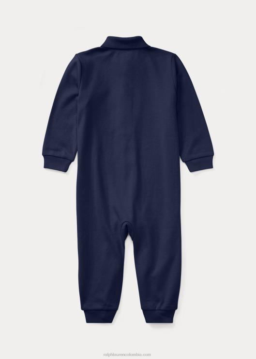 overol tipo polo de algodón suave bebé azul marino refinado Ralph Lauren 2XR2V7708