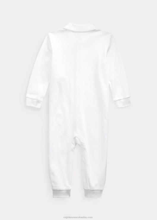 overol tipo polo de algodón suave bebé blanco Ralph Lauren 2XR2V7709
