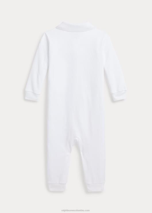 overol tipo polo de algodón suave bebé blanco Ralph Lauren 2XR2V7740