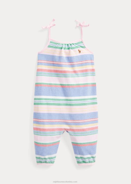mameluco de malla de algodón a rayas bebé multi verde Ralph Lauren 2XR2V7692