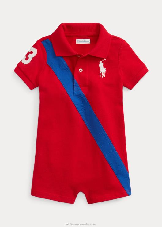 polo corto de malla de algodón big pony bebé rl 2000 rojo/zafiro estrella Ralph Lauren 2XR2V7665