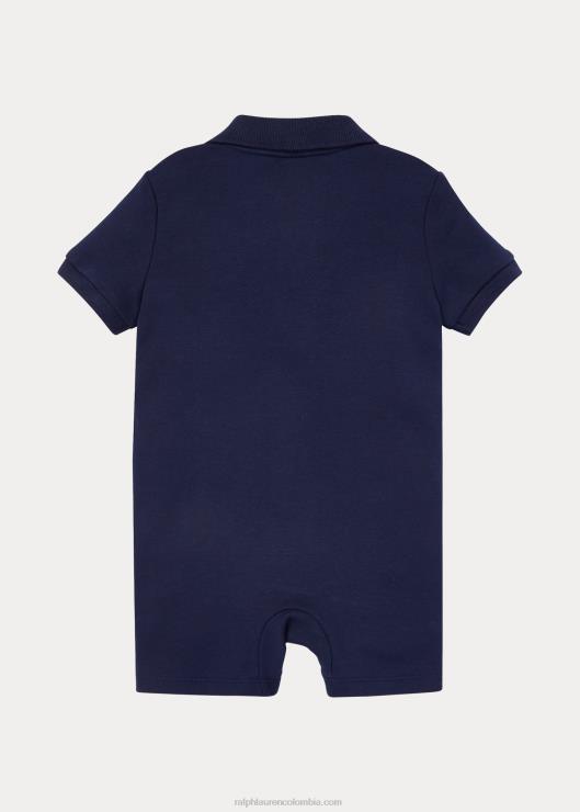 short de polo de algodón suave bebé azul marino refinado Ralph Lauren 2XR2V7660