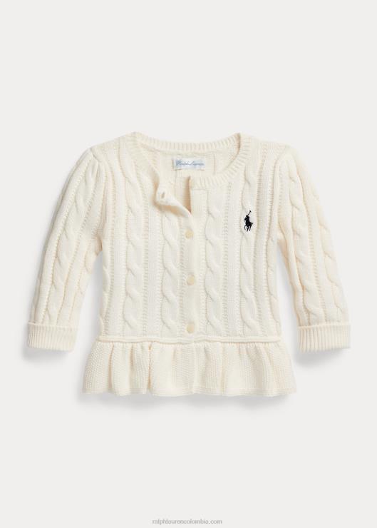 cárdigan con peplum de ochos bebé crema de la casa club Ralph Lauren 2XR2V10036