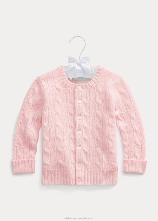cárdigan de punto de ochos bebé rosa de la mañana Ralph Lauren 2XR2V8004