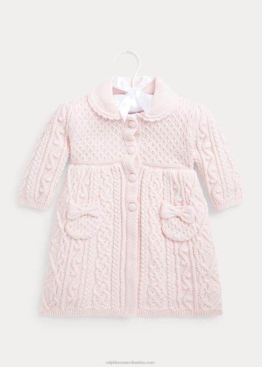 cárdigan tejido con lazo aran bebé rosa delicado Ralph Lauren 2XR2V8009