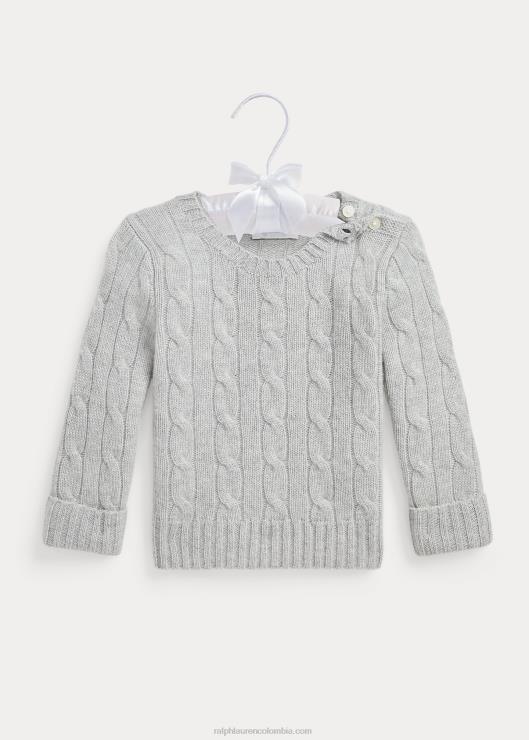el icónico jersey de punto de ochos de cachemira bebé brezo gris medio Ralph Lauren 2XR2V7994
