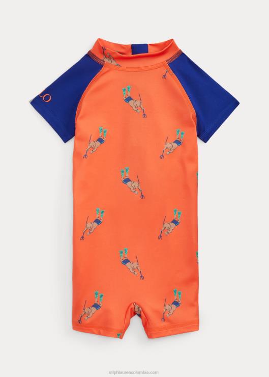 short de protección contra lycras con oso de polo bebé señal brillante naranja Ralph Lauren 2XR2V7954