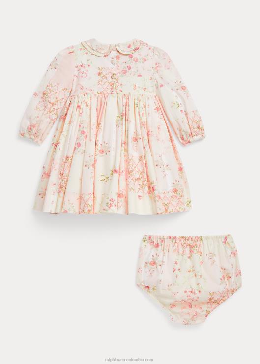 bombacho y vestido de popelín fruncido floral bebé mosaico de san valentin Ralph Lauren 2XR2V8242