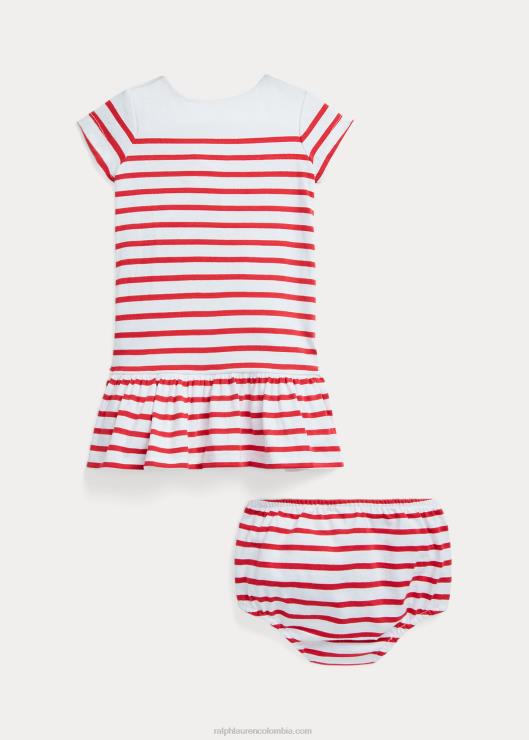 bombacho y vestido tipo camiseta a rayas bebé amanecer rojo Ralph Lauren 2XR2V7855