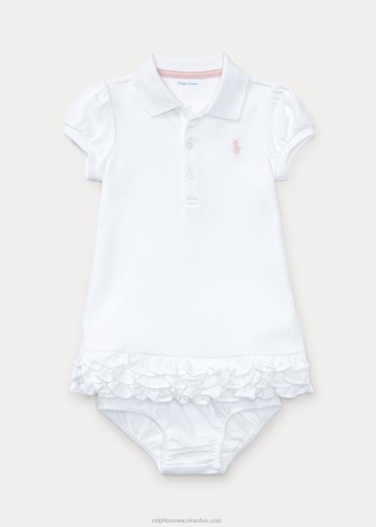 polo con volantes y bombacho bebé blanco Ralph Lauren 2XR2V7843