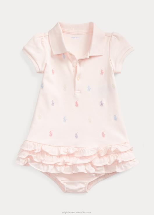 polo con volantes y bombacho bebé rosa delicado Ralph Lauren 2XR2V7836