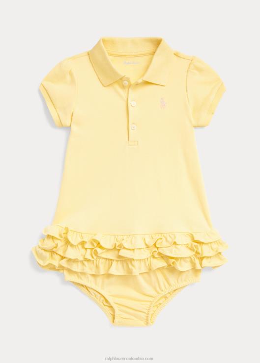 polo de algodón con volantes y bombacho bebé t-pájaro amarillo Ralph Lauren 2XR2V7840