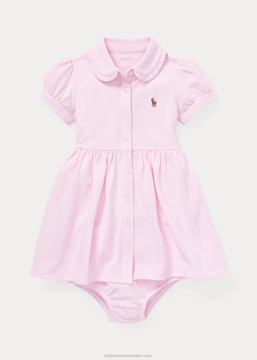 vestido oxford de malla tejida y bombacho bebé rosa carmelo Ralph Lauren 2XR2V7850