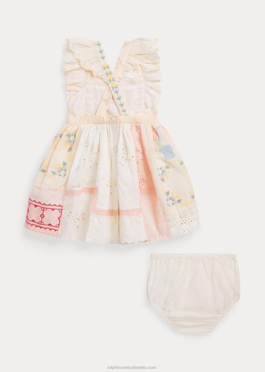 vestido y bombacho de mezcla de algodón patchwork bebé multi blanco Ralph Lauren 2XR2V10032
