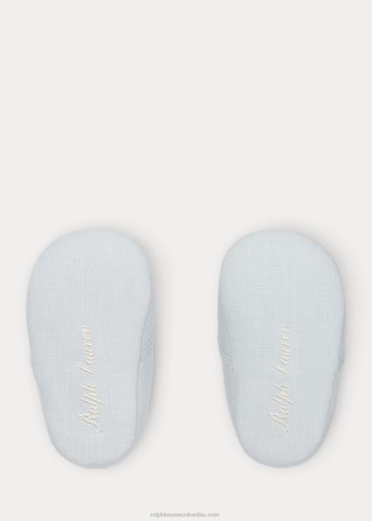 pantuflas de algodón con conejito de ceniza bebé azul Ralph Lauren 2XR2V8129