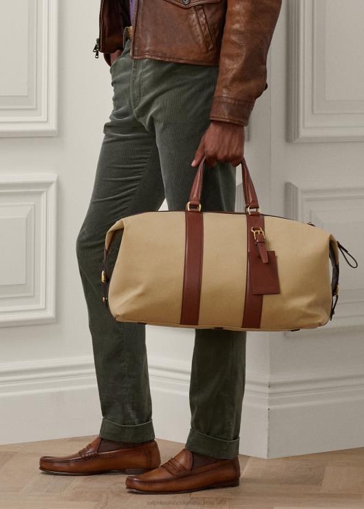 bolsa de lona con ribete de piel de becerro Welington hombresRalph Lauren 2XR2V8962