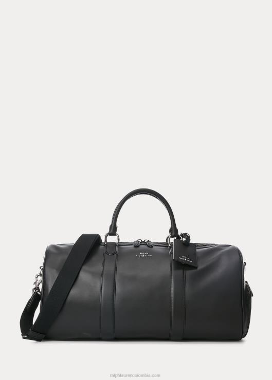 bolsa de lona de cuero liso hombres negro Ralph Lauren 2XR2V2235