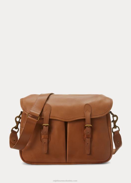 bolsa de mensajero de cuero de herencia hombres broncearse Ralph Lauren 2XR2V2399