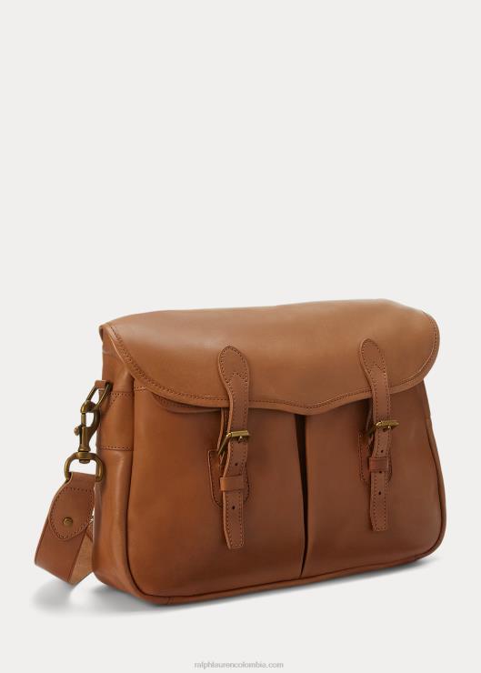 bolsa de mensajero de cuero de herencia hombres broncearse Ralph Lauren 2XR2V2399