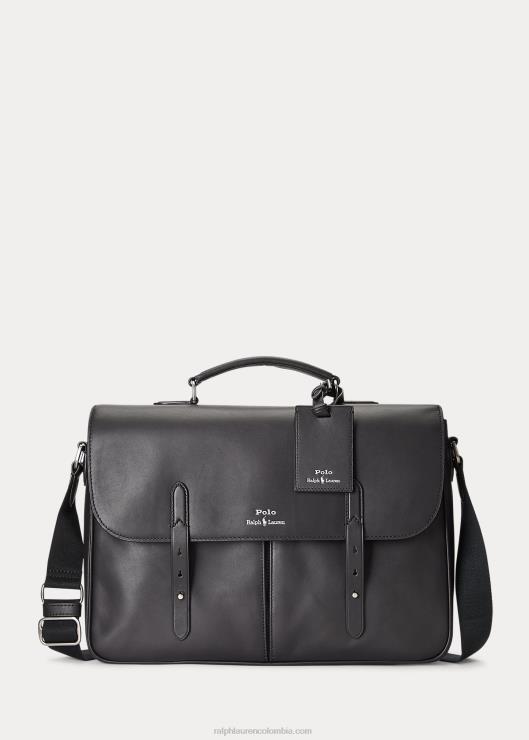 bolsa de mensajero de cuero hombres negro Ralph Lauren 2XR2V2236