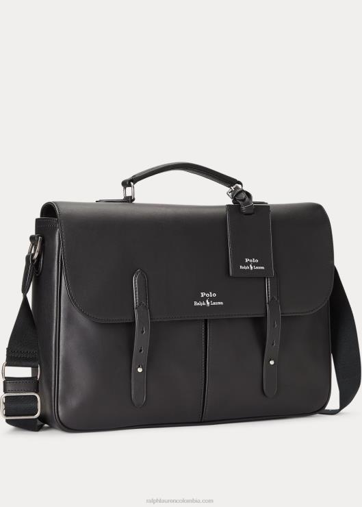bolsa de mensajero de cuero hombres negro Ralph Lauren 2XR2V2236